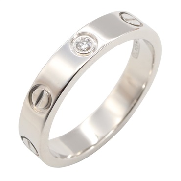 CARTIER Mini Love Ring 1P Diamond 18KWG White Gold Used unisex US size 5 #50