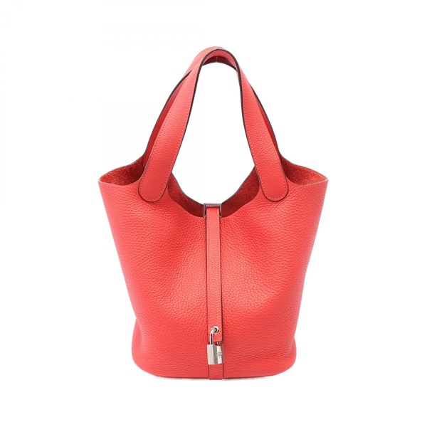 HERMES Picotin Lock MM Hand bag D Taurillon Clemence Rouge pivoine Used SHW