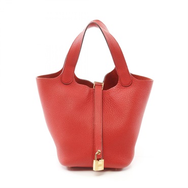 HERMES Picotin Lock PM Hand bag Y Taurillon Clemence Rouge tomate Used GHW