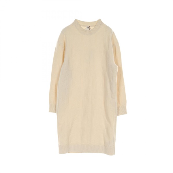 HERMES H logo Dress #34 knitwear 4H2523D3 wool Beige Used