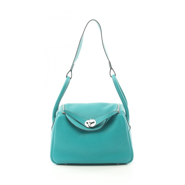 HERMES Lindy 26 2way Shoulder Bag Clemence leather Green Vert vertigo Used A SHW