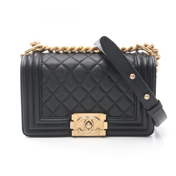 CHANEL Boy Chanel Small chain Shoulder Bag A67085 leather Black Used GHW