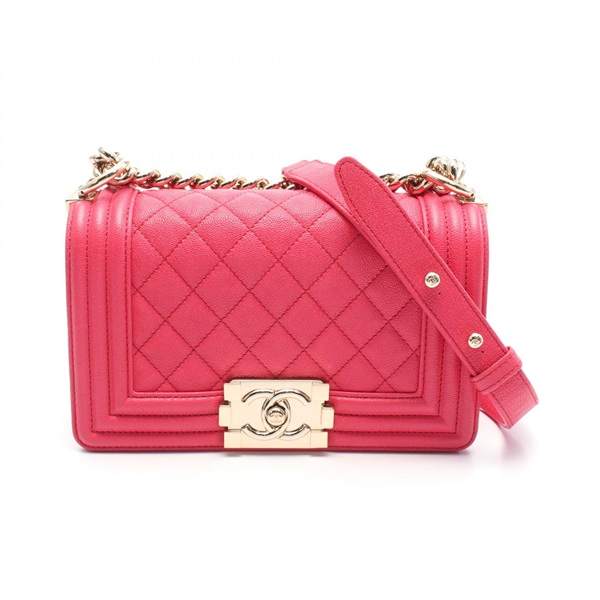 CHANEL Boy Chanel Small chain Shoulder Bag A67085 leather Magenta Used GHW