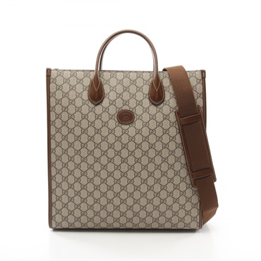 GUCCI Interlocking G Medium GG Supreme Shoulder Tote Bag 674155 Canvas Beige