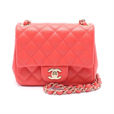 CHANEL Mini Matelasse Chain Shoulder Bag A35200 leather Red Used Women GHW CC