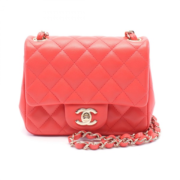 CHANEL Mini Matelasse Chain Shoulder Bag A35200 leather Red Used Women GHW CC