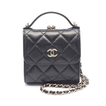 CHANEL Matelasse Chain Shoulder 2way Bag AP2837 leather Black Used Women GHW CC