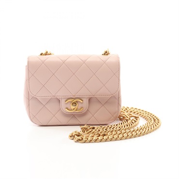CHANEL mini Matelasse chain Shoulder Bag AS3213 Lambskin leather Pink Used GHW