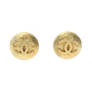 CHANEL COCO Mark Earring Gold Plated Used CC women