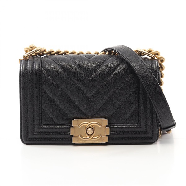 CHANEL Boy Chanel Small V Stitch Chevron chain Shoulder Bag A67085 leather GHW