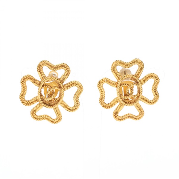 CHANEL COCO Mark Earring Gold Plated Used women CC
