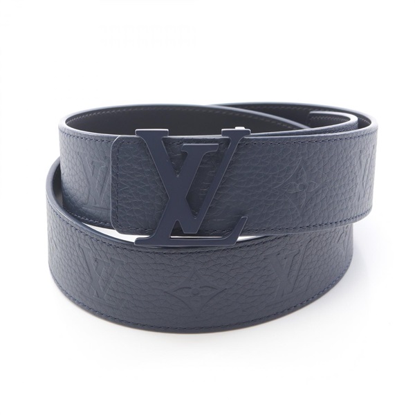 LOUIS VUITTON Ceinture LV belt M8663 leather Navy Marine Used Women