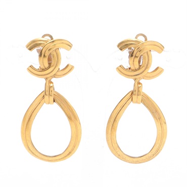 CHANEL COCO Mark Earring Gold Plated Used Women CC