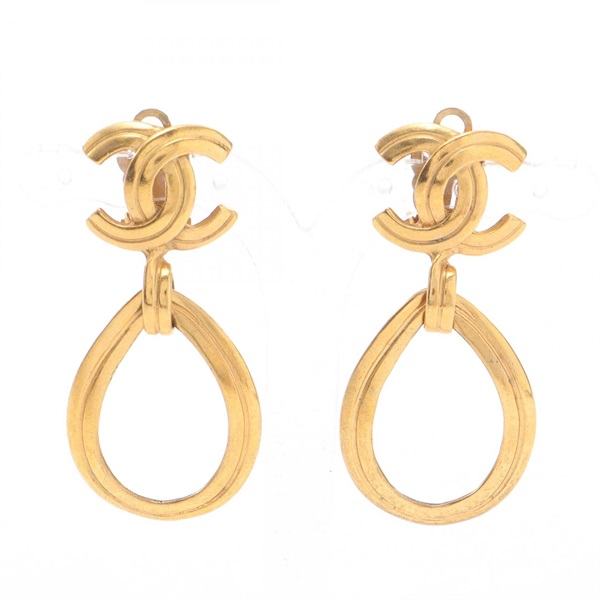 CHANEL COCO Mark Earring Gold Plated Used Women CC