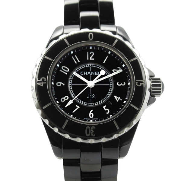 CHANEL J12 Wrist Watch H0682 Quartz ceramic Used Women CC Coco Black