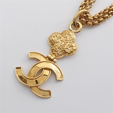 CHANEL COCO Mark Necklace Pendant Gold Plated Used women CC