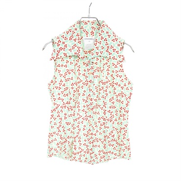 CHANEL COCO Mark Blouse Shirts P23057 cotton Green Multicolor Used Women size 36