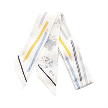 HERMES Twilly A VOS CRAYONS Scarf silk White Multicolor Used Women