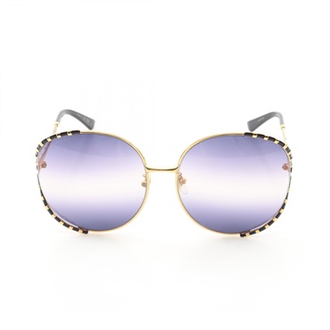 GUCCI Interlocking G sunglasses GG0595S Gold Plated Plastic Black Used Women