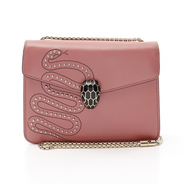 BVLGARI Serpenti Forever Chain Shoulder Bag leather Pink Used Women GHW