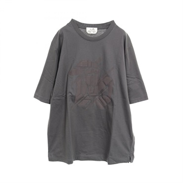 HERMES Chevaux en Symetrie 3D T-shirt cotton Gray Used mens size L