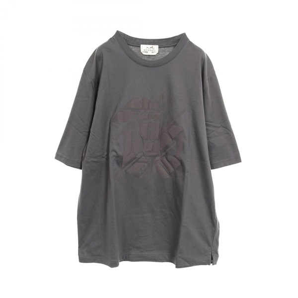 HERMES Chevaux en Symetrie 3D T-shirt cotton Gray Used mens size L