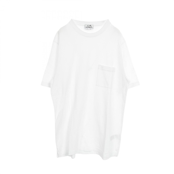HERMES H embroidery pocket T-shirt cotton White Used mens size L
