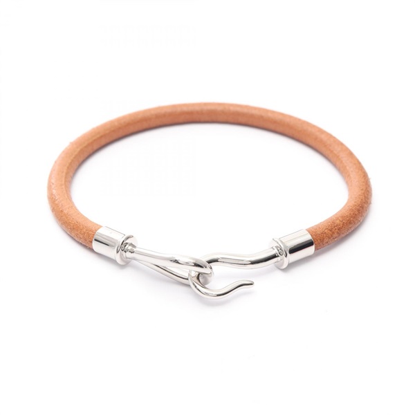 HERMES jumbo Bracelet Stainless Steel leather Brown Used Women