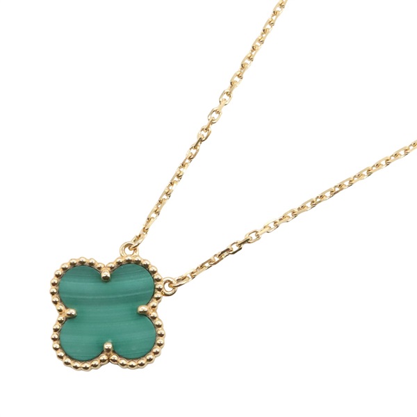 Van Cleef & Arpels Vintage Alhambra Necklace 18KYG Yellow Gold Malachite Used