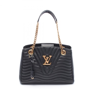 LOUIS VUITTON New Wave Chain Tote Shoulder Bag M51496 leather Black Multicolor