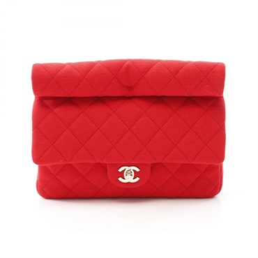 CHANEL Matelasse Clutch Bag cotton Red Used Women GHW COCO CC
