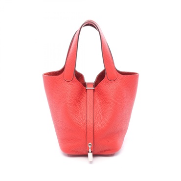 HERMES Picotin Lock PM Handbag A Clemence leather Rouge tomate Used Women