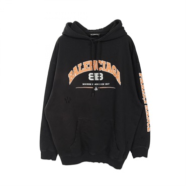 BALENCIAGA BB logo Hoodie 570811 cotton Black Used unisex size L Logo