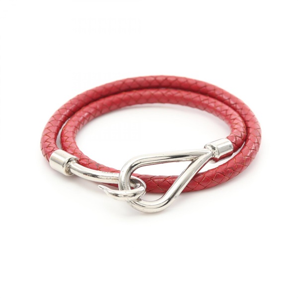 HERMES Jumbo Choker Bracelet leather Red Used Women
