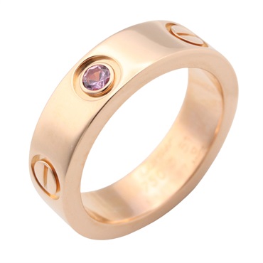 CARTIER Love Ring Pink sapphire 18KPG Rose Gold Used women US size 5.5 #51