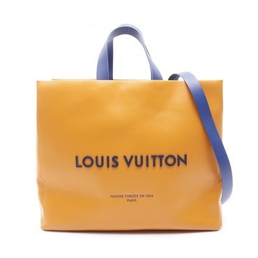 LOUIS VUITTON Shopper Tote MM Shoulder Bag M24457 leather Saffron Used unisex