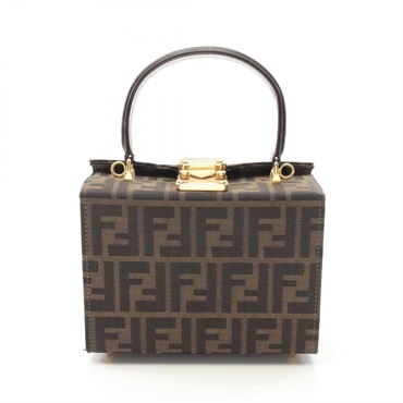 FENDI Zucca Handbag canvas leather Brown Used Women