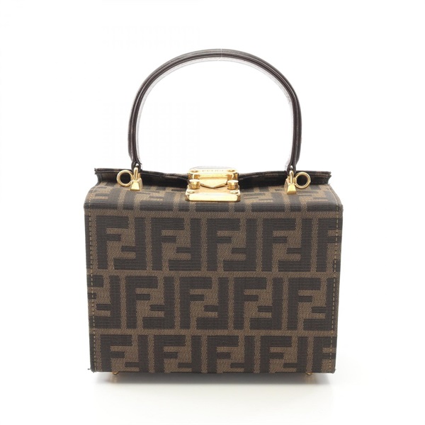 FENDI Zucca Handbag canvas leather Brown Used Women