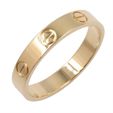 CARTIER Mini Love Ring 18KYG Yellow Gold Used US size 6.75 #54 unisex