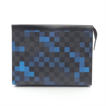 LOUIS VUITTON Pochette Voyage MM Clutch bag N60174 Damier graphite Black Blue LV
