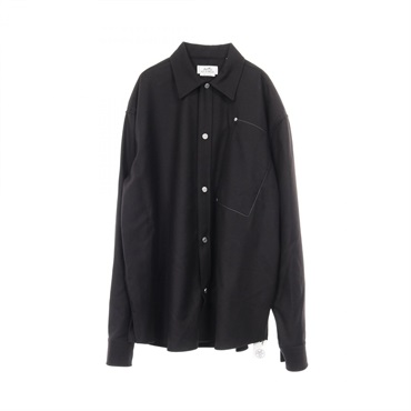 HERMES Boxy fit overshirt Tops wool Black Used mens size 39