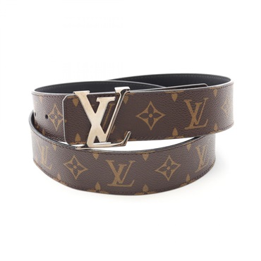 LOUIS VUITTON Ceinture LV Initial Belt  Monogram leather Brown Black Used mens