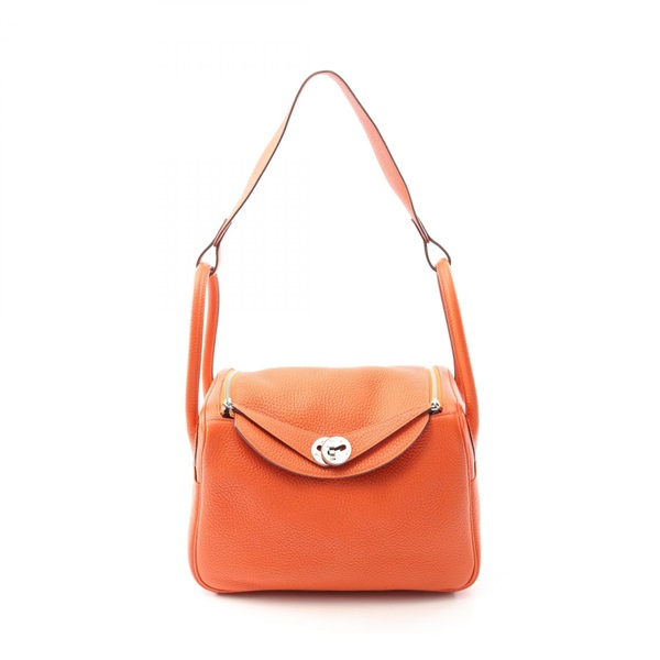 HERMES Lindy 26 Shoulder Hand Bag Clemence leather Orange poppy Used Women SHW U