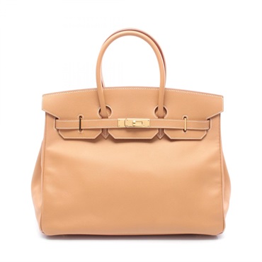 HERMES Birkin 35 Handbag Courchevel leather Brown Natural Used Women GHW C