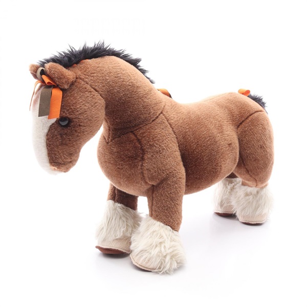 HERMES Elmy GM Plush Soft Toy horse Suede acrylic Brown Multicolor Used unisex