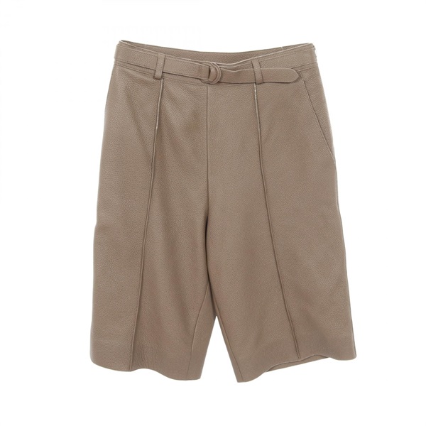 HERMES Pants shorts Dearskin Rayon silk Brown Used Women #36