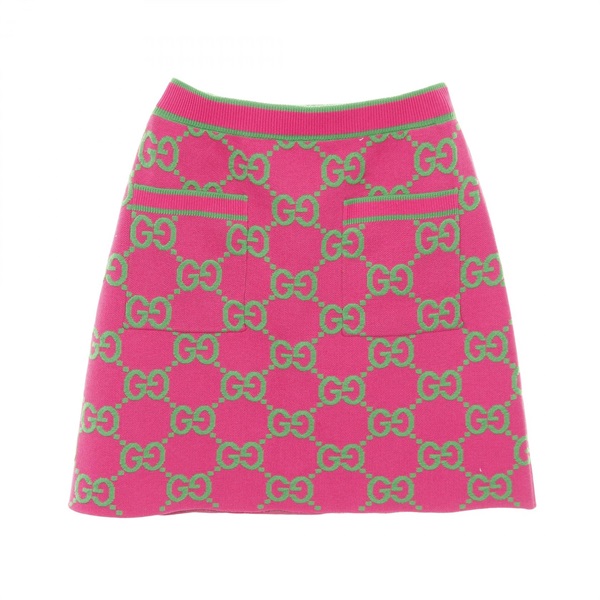 GUCCI GG pattern skirt cotton wool silk Pink Green Used Women #S