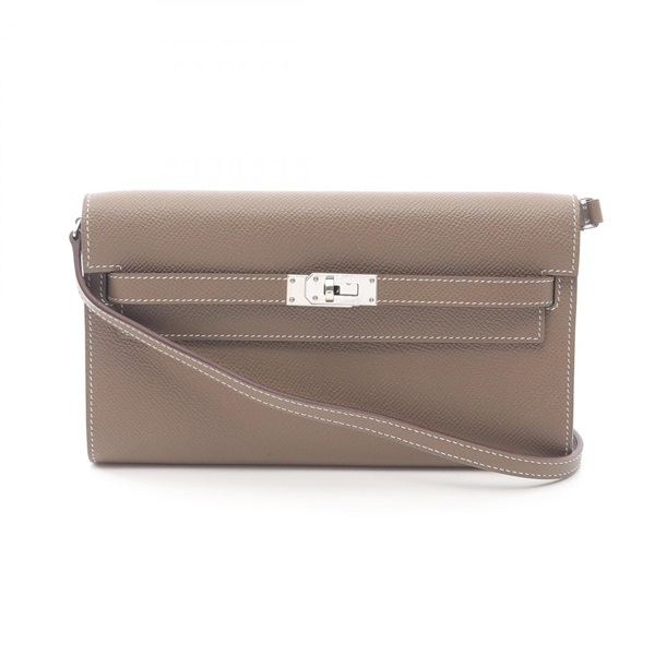 HERMES Kelly to go Shoulder Bag Epsom leather Brown Etoupe Grey Used Women B SHW