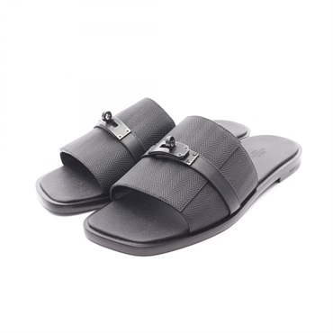 HERMES Gabriel Kelly Buckle Sandals leather Black Used mens size 44