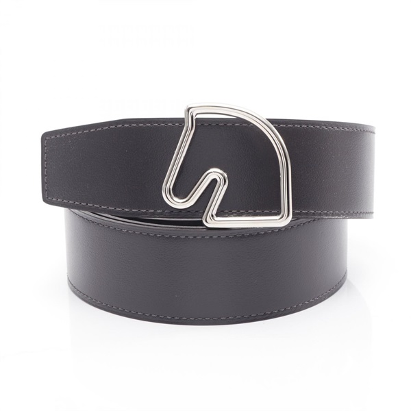 HERMES Tête du Cheval belt Swift Togo leather Brown Khaki Used mens Y